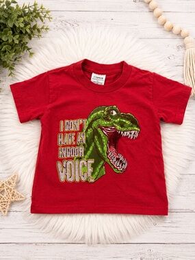 Kids T-Rex Graphic T-Shirt Red Size 2T “I Don’t Have an Indoor Voice”